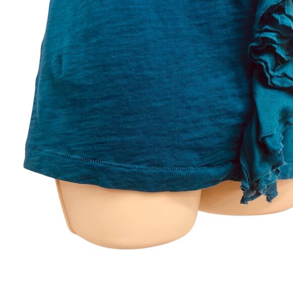 Ann Taylor Loft Teal Blue Textured Ruffled Front Tank Top Wide Scoop Neck - Picture 5 of 16
